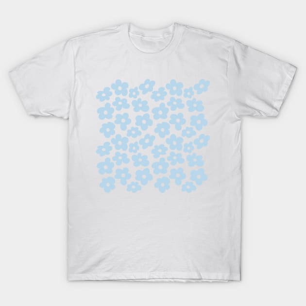 Aesthetic Light Blue Flowers Retro Daisy T-Shirt by YourGoods
